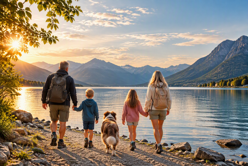 Familie hinter MALLIO gemeinsam mit Hund Timber